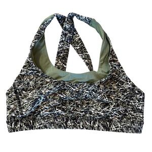 Lululemon Athletica green and White Patterned Sports Bra. Size 10. No pads